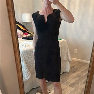 Black Halo Black Sheath Mini Dress V-Neck Sleeveless